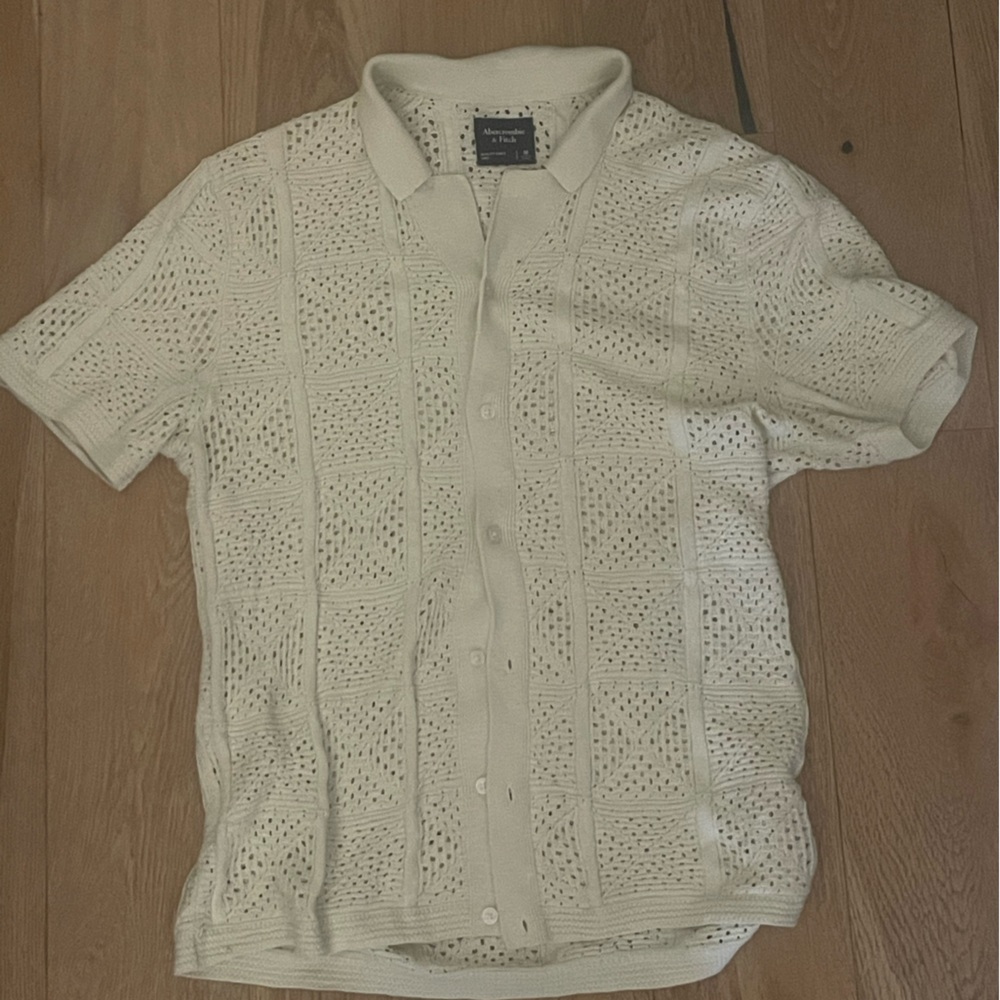 Abercrombie & Fitch Cream Casual Button Down Shirt
